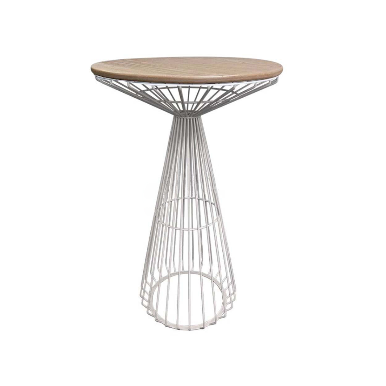 Mesh-Lambr Cocktail Table White w/Wood Top Rental