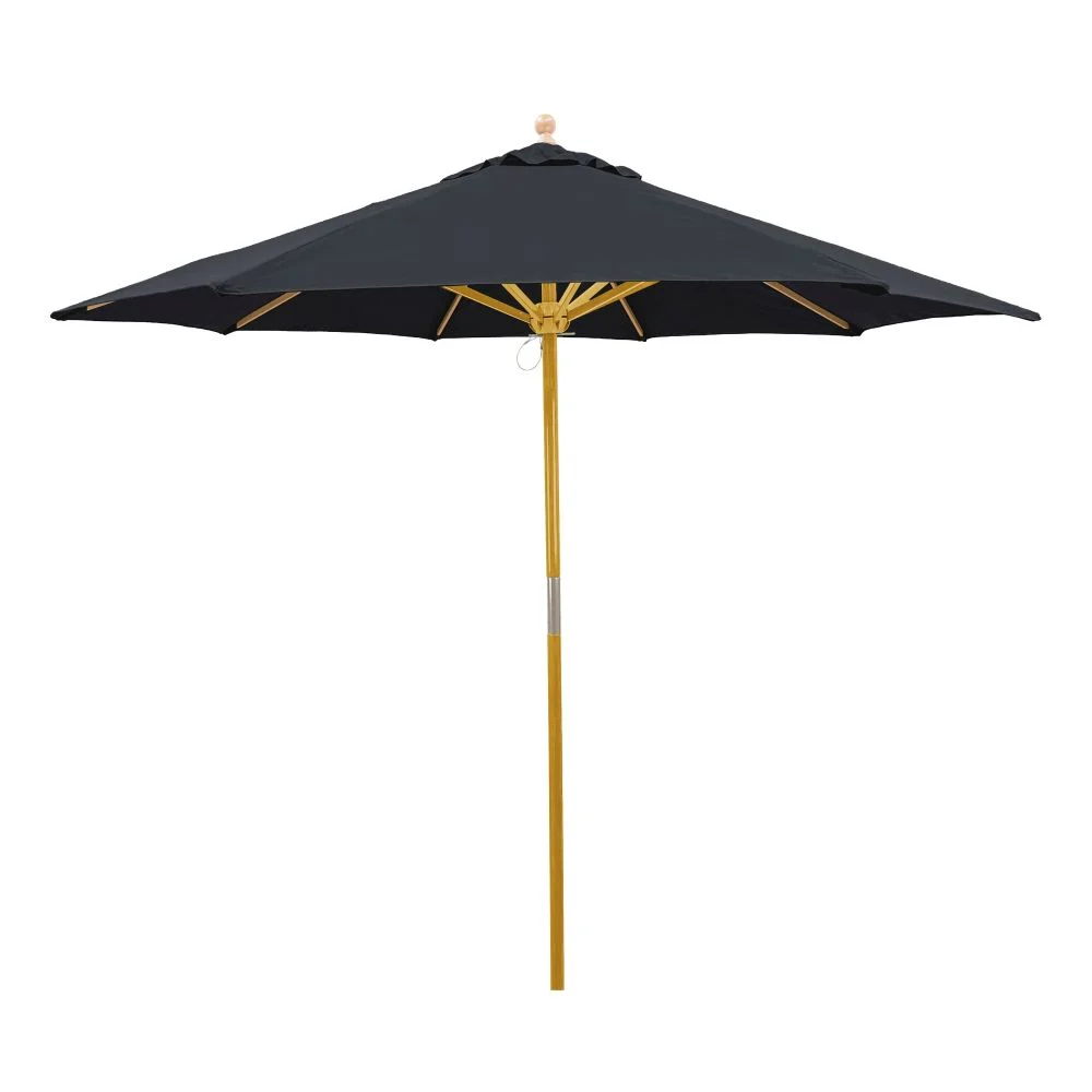 Black 9 ft. Light Wood Market Umbrella Rental