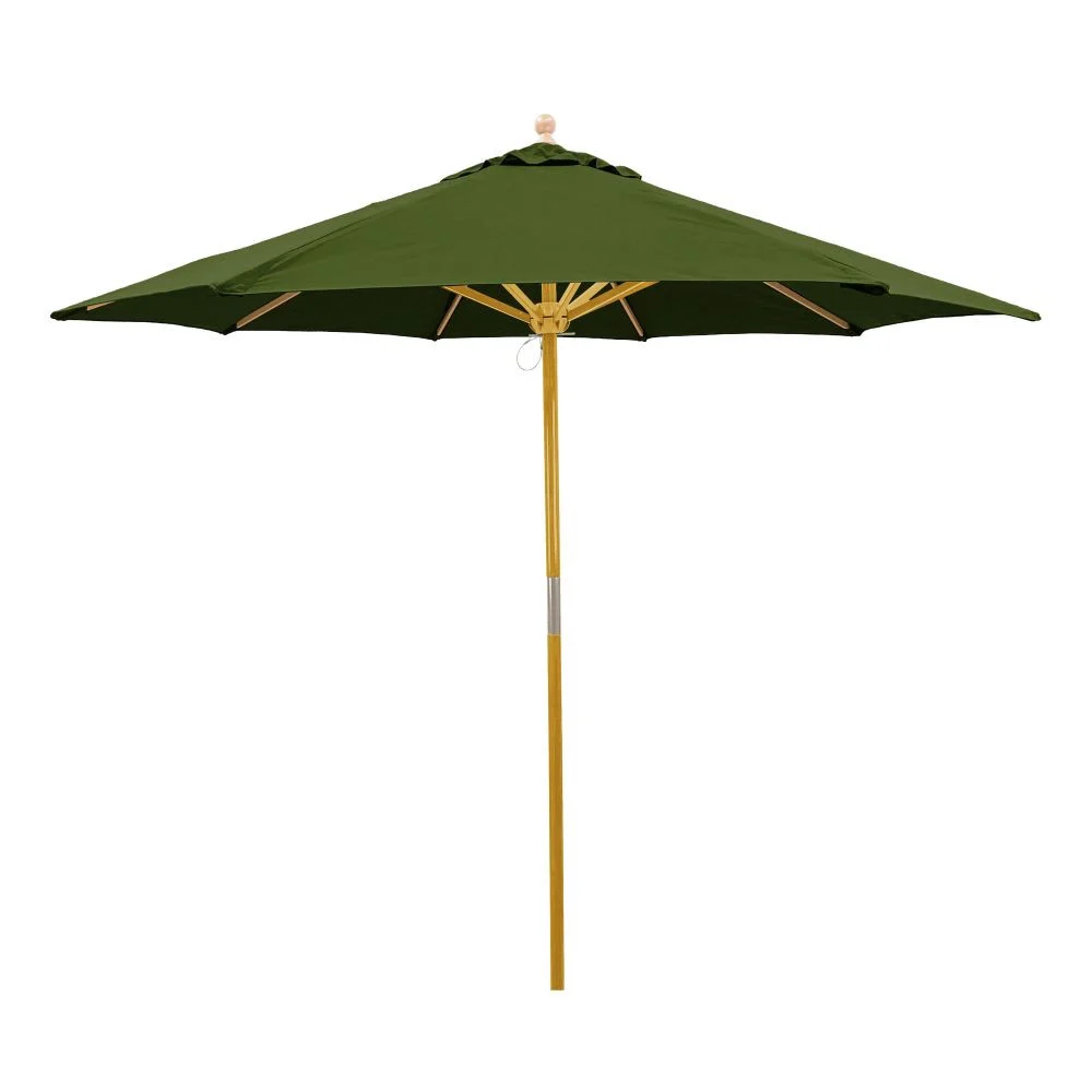 Forest Green 9 ft. Light Wood Market Umbrella Rental
