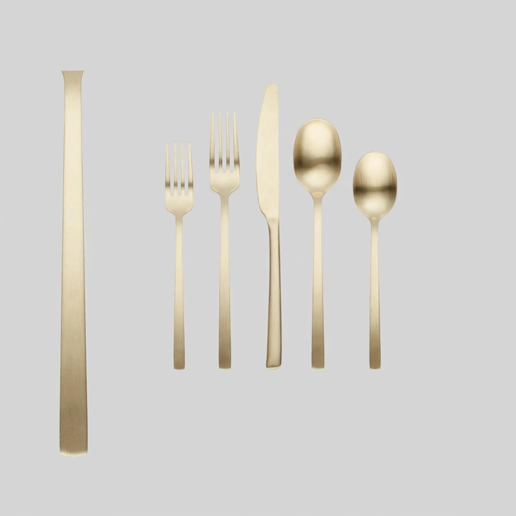 Beacon Champagne Satin Flatware Rental